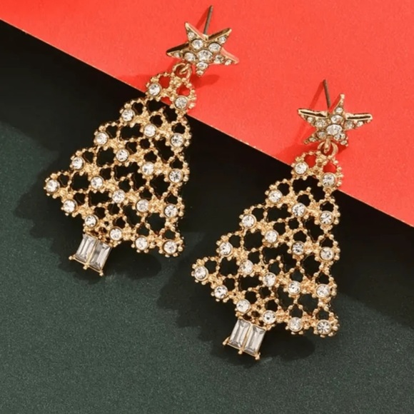 New rhinestone Christmas tree dangle earrings - Picture 5 of 5